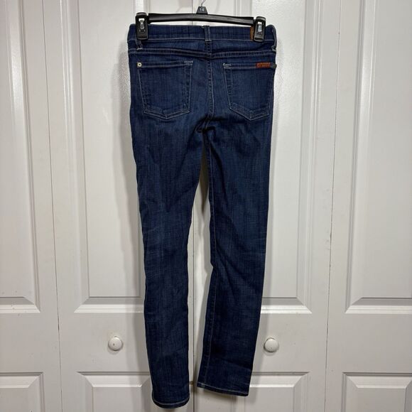 7 For All Mankind Womens  24 The Slim Cigarette Jeans Mid Rise Waist Y2K Boho - Picture 4 of 12